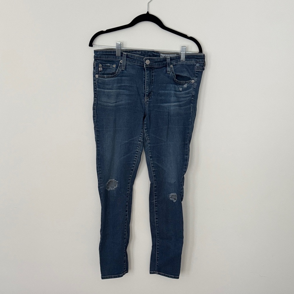 AG Legging Ankle Distressed Dark Blue Skinny Jeans